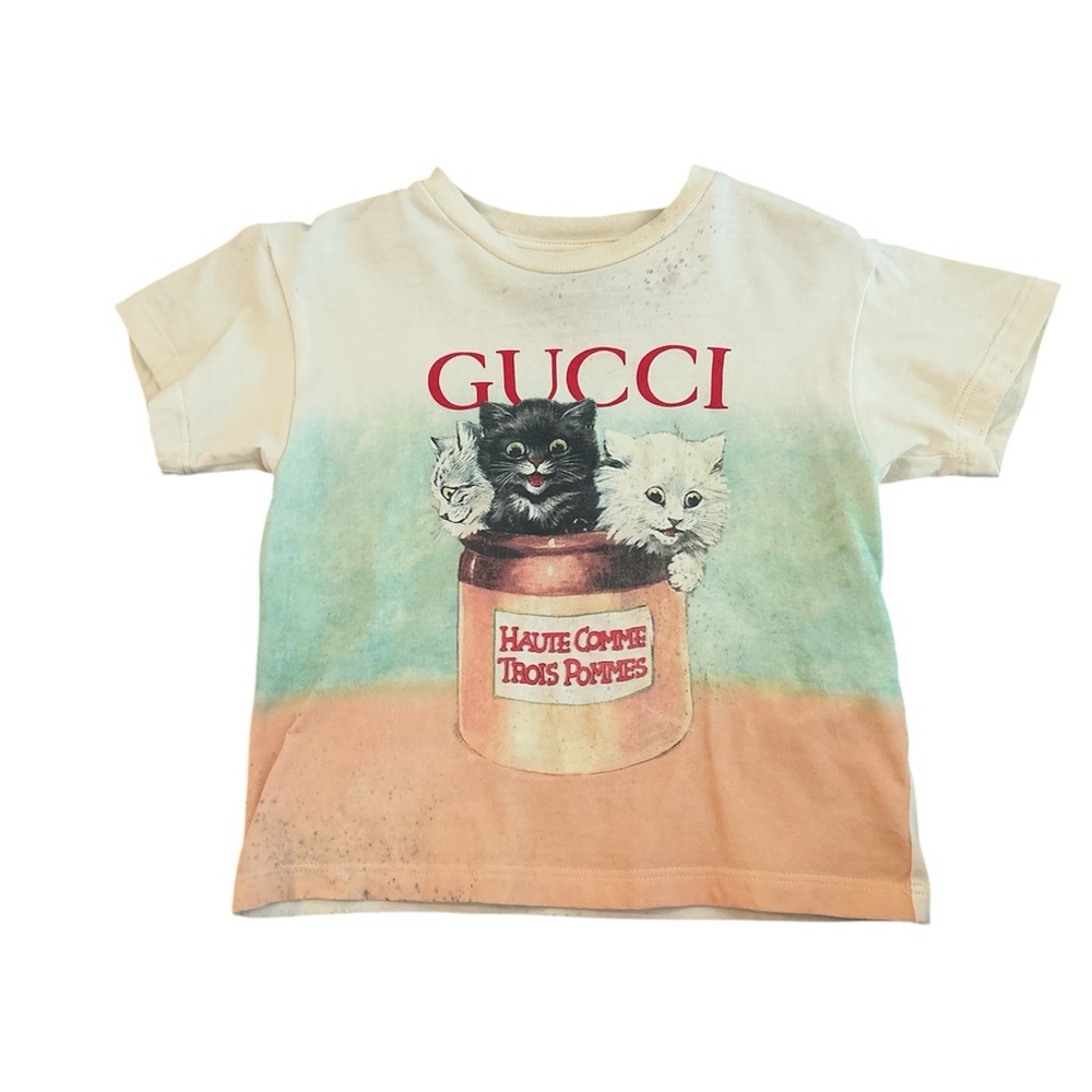 Gucci Kids Cream Cat Print T-Shirt